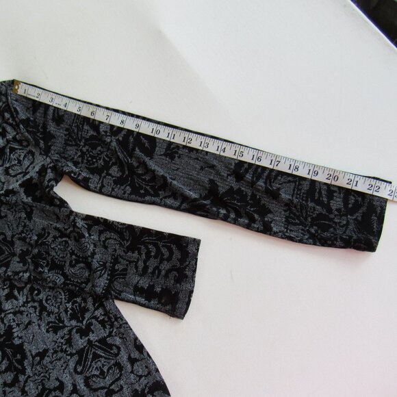 Kiara Women's Boho Sweetheart Neck Long Sleeve Travel Blouse Size M Black Gray - Picture 6 of 6